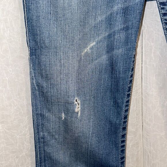 True Religion 28 Bootcut BFFM Highland Meadow Distressed Medium Wash Blue Jeans - Picture 4 of 16